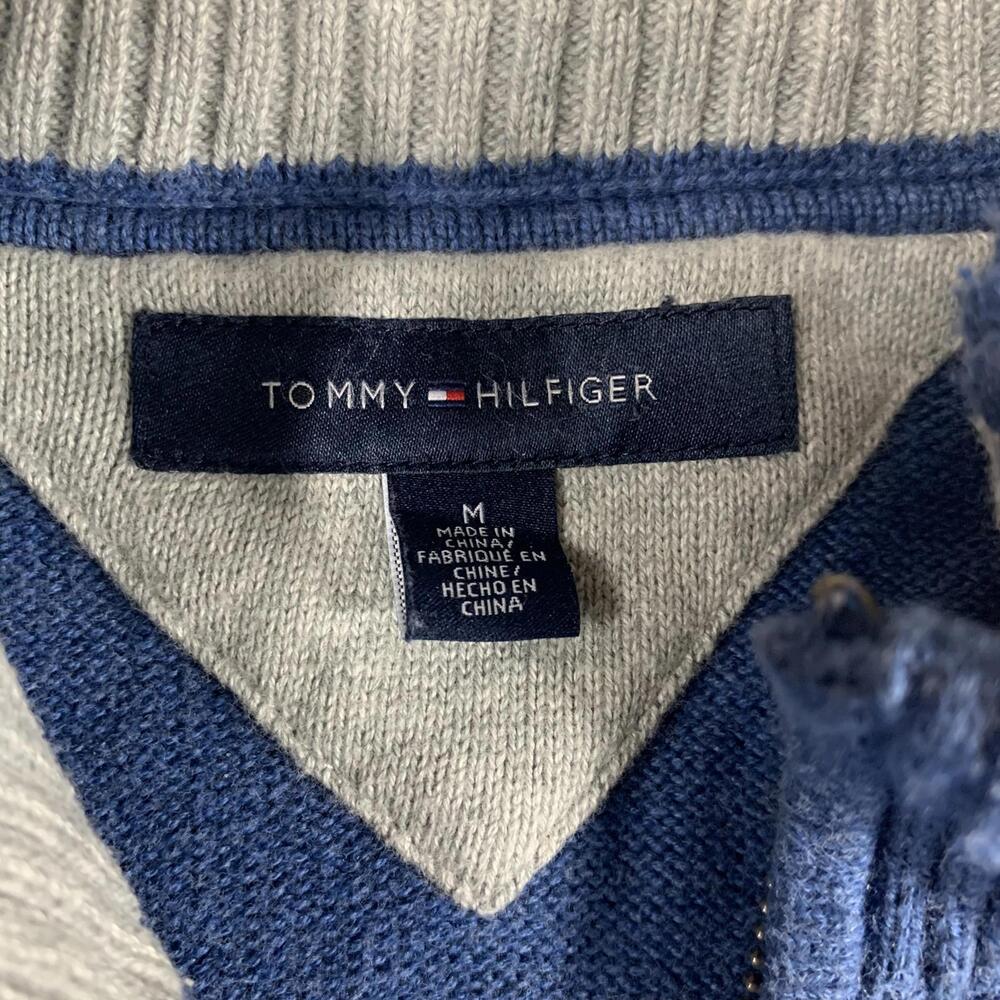 Tommy Hilfiger Mens Medium Blue Zip Up Sweater Stylish and Comfortable - Picture 3 of 7